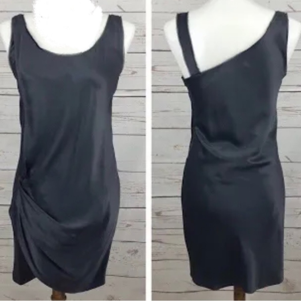 Helmut Lang asymmetrical draped silk Dress